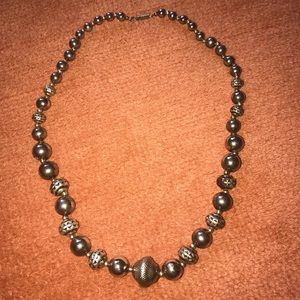 Vintage Dauplaise heavy silver beaded necklace